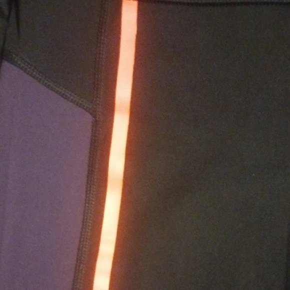 Avia Black and Purple Leggings with Orange Reflective Stripe - Picture 4 of 5